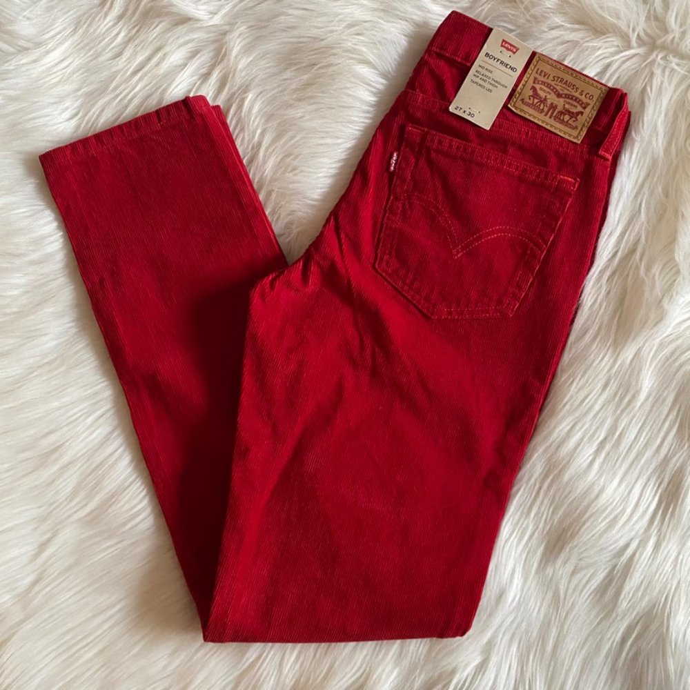 NEW Levi's Red Corduroy Boyfriend Jeans Size 27